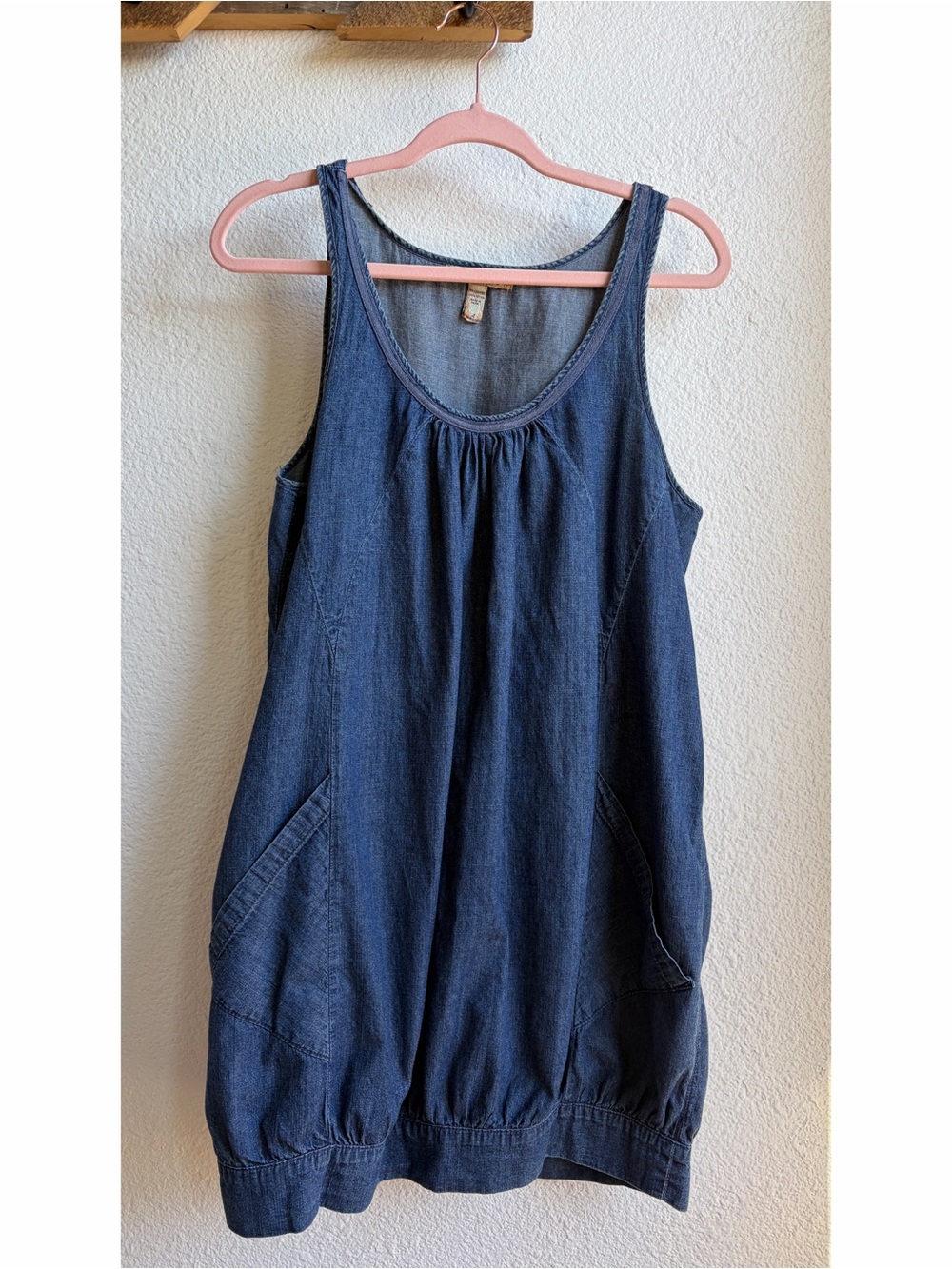 Y2K Denim Babydoll Bubble Hem Tunic Dress Large